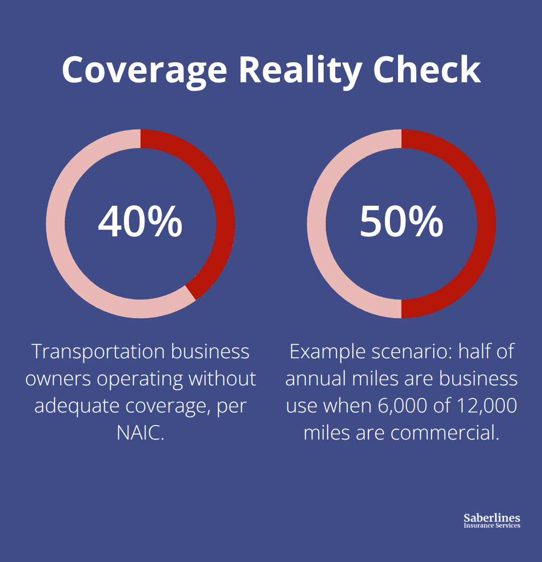 Two key percentages that highlight coverage risks and usage realities for mixed-use transportation operators.