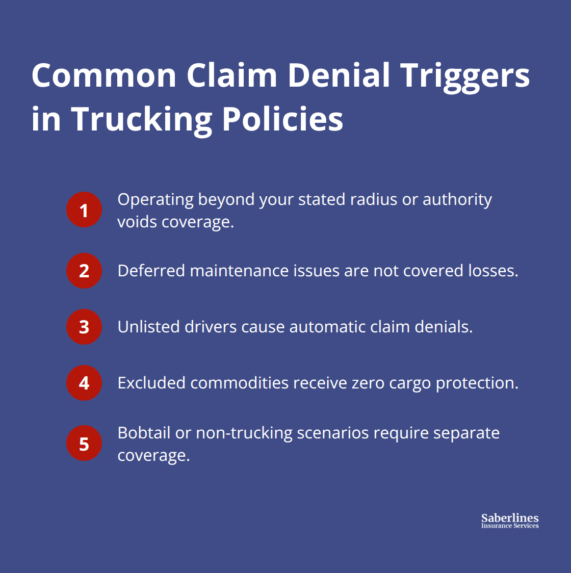 Five frequent reasons trucking claims get denied