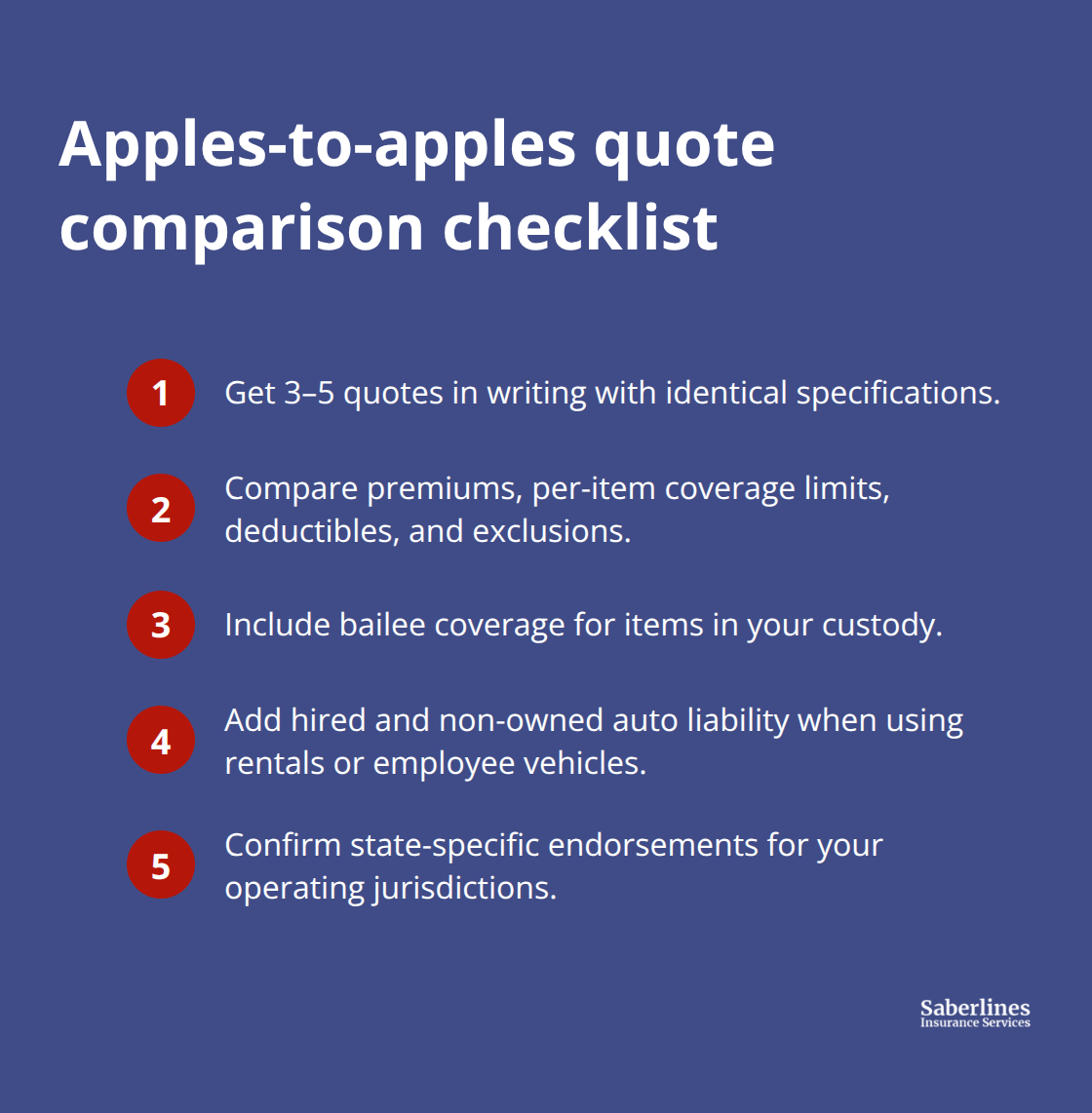 Compact checklist to compare general liability quotes consistently for moving companies. - general liability for movers