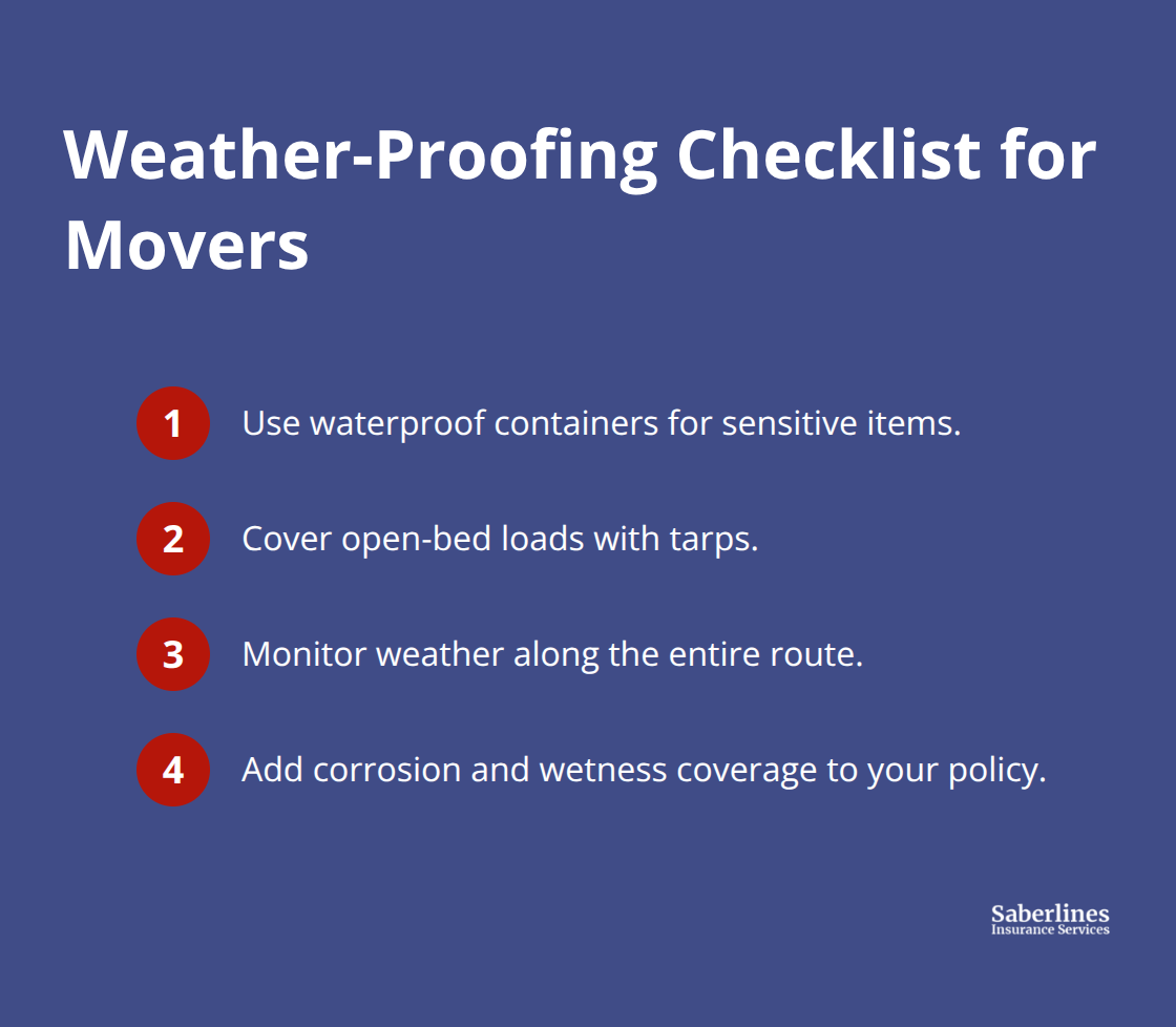 Compact checklist of steps to reduce weather-related cargo damage. - moving van cargo insurance
