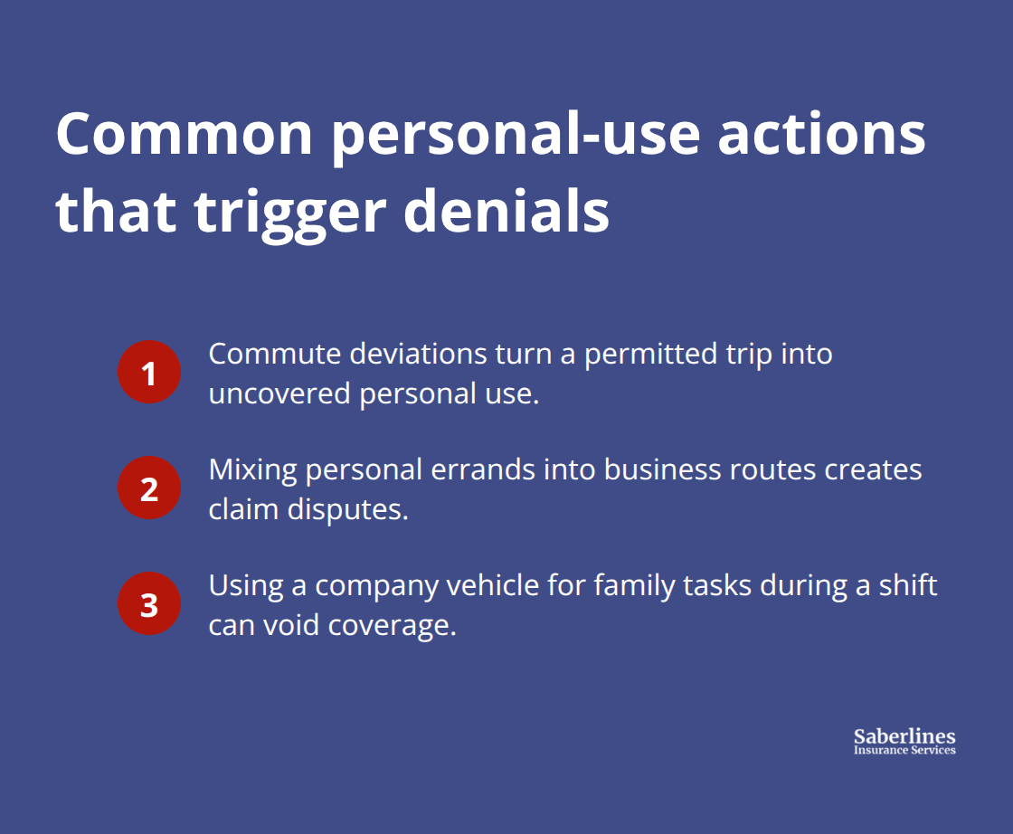 List of common personal-use scenarios that lead to commercial claim denials