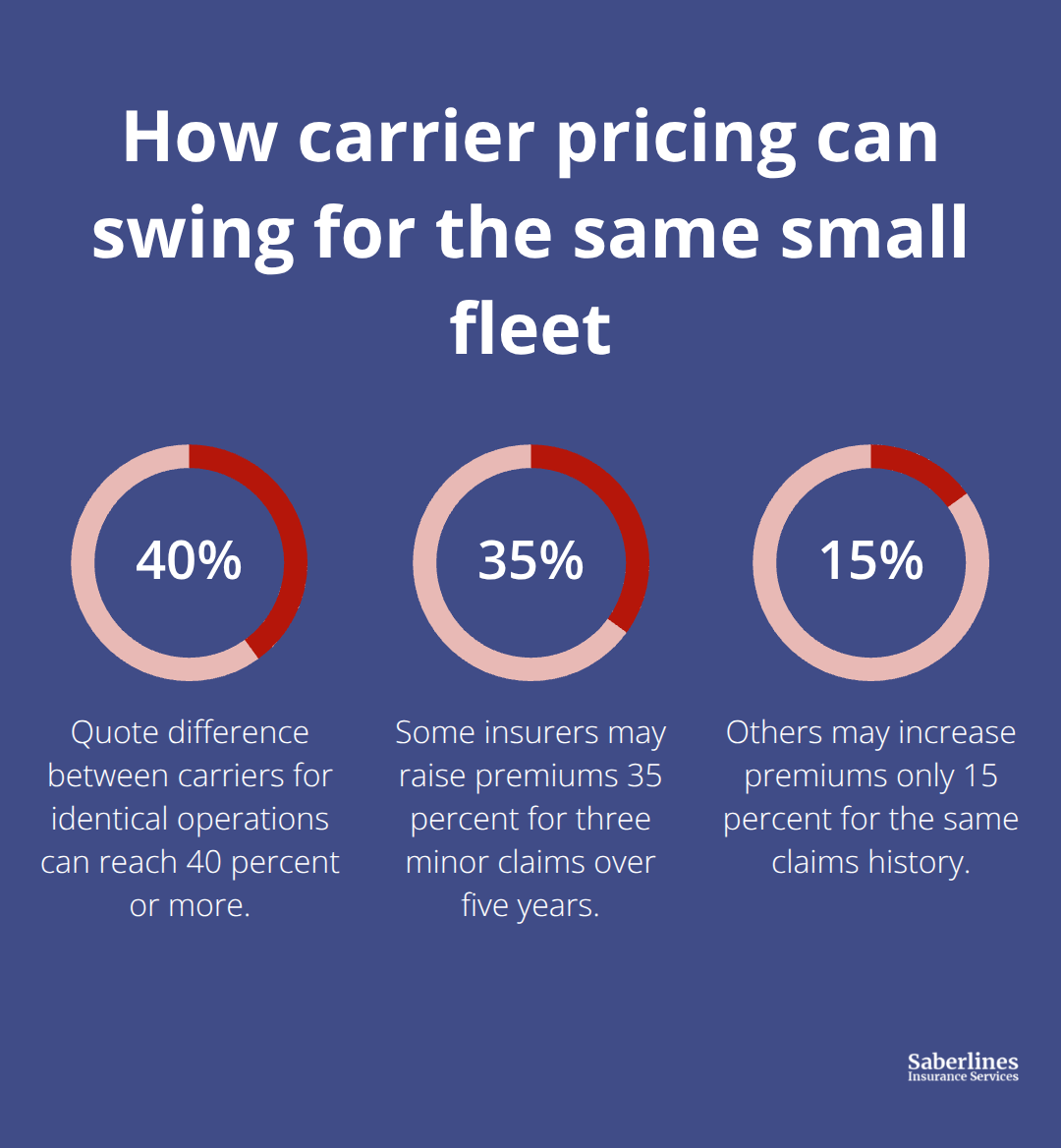 Visualization of workers compensation quote variability and premium impacts for small fleets - small fleet workers compensation