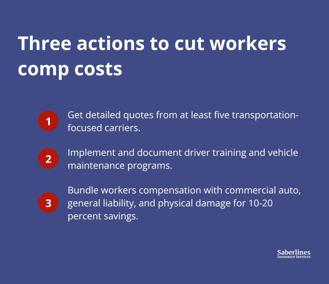 Compact checklist of steps small fleets can take to lower workers compensation costs