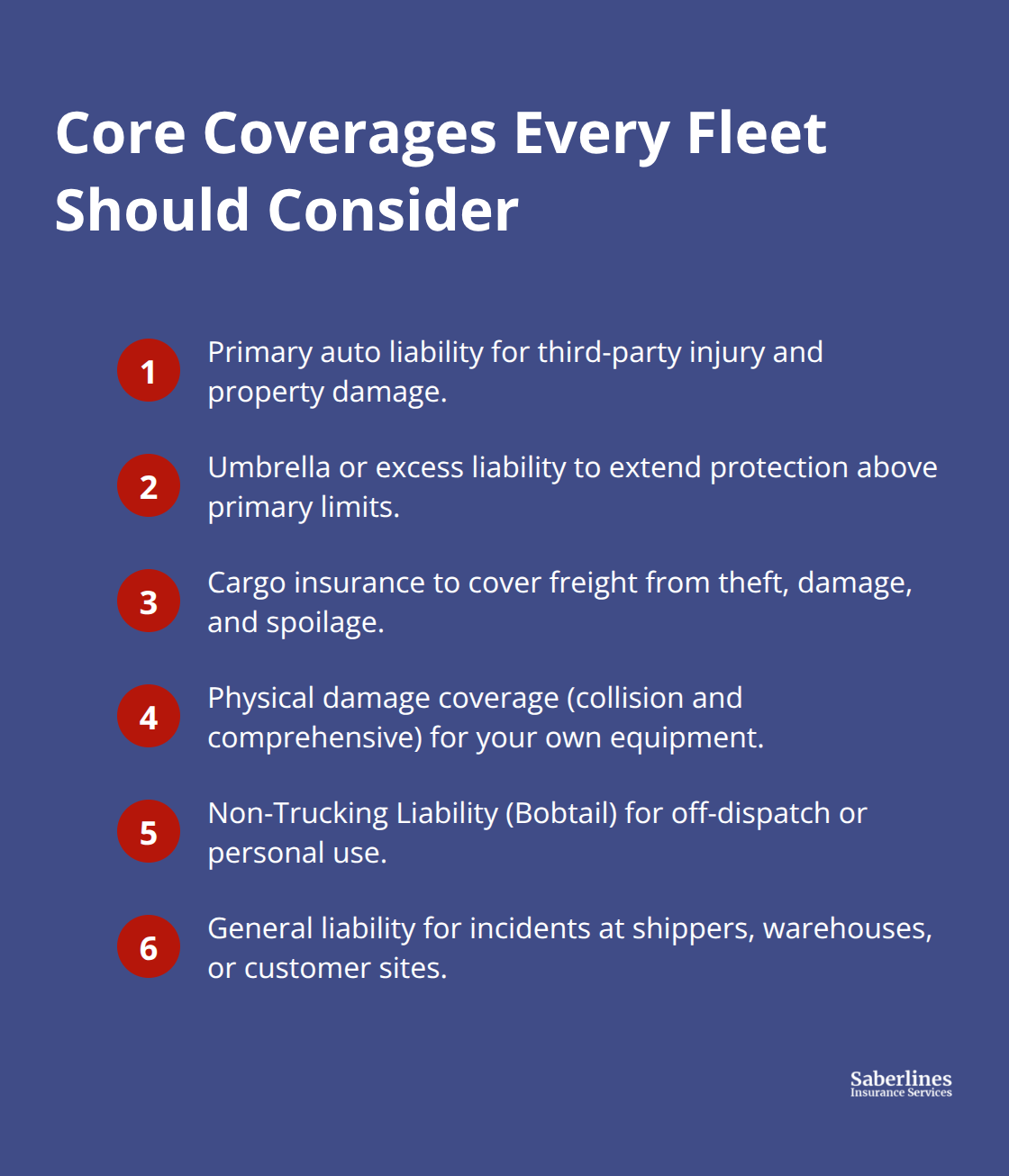 Key insurance coverages fleets commonly need for comprehensive protection - truck insurance for fleets